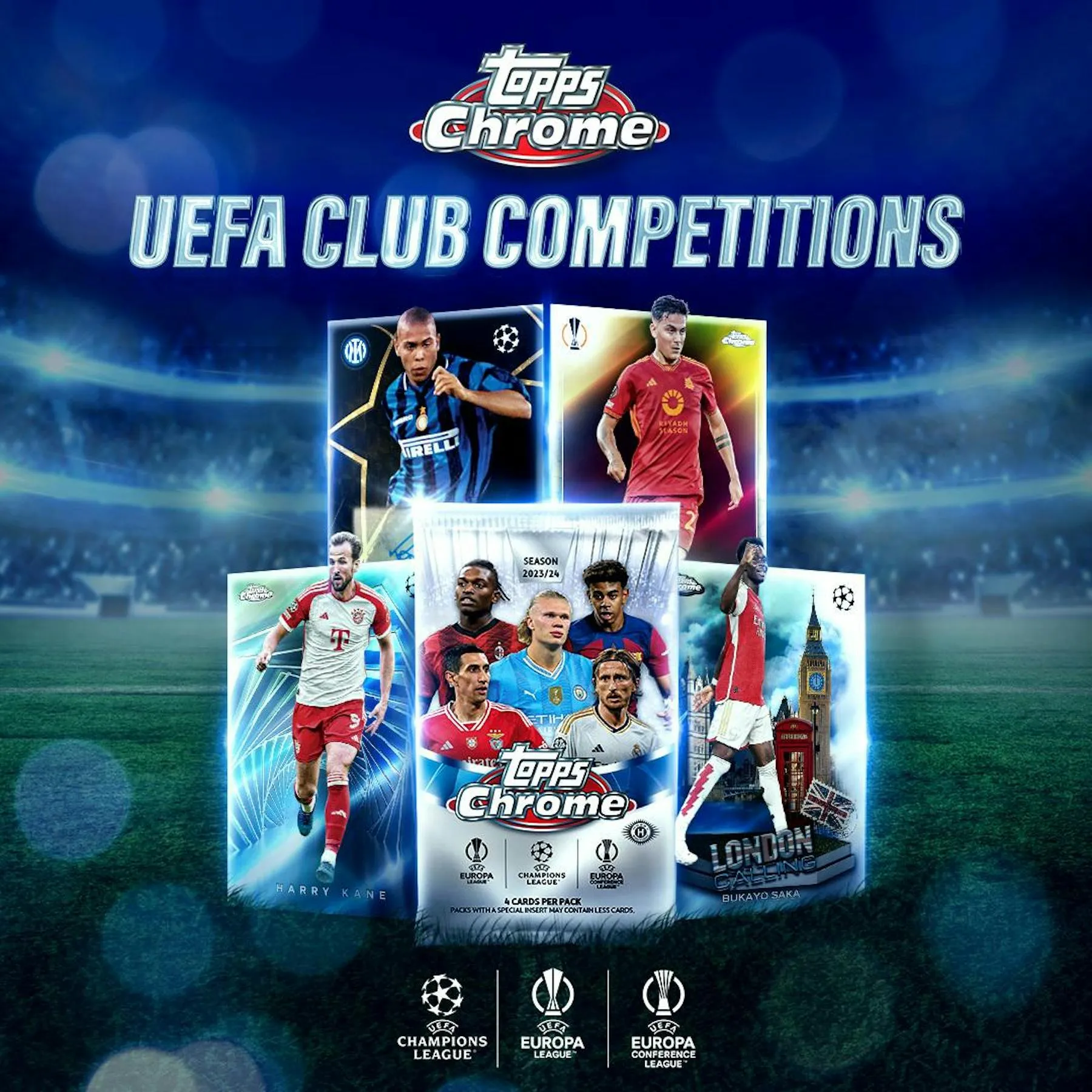 2023-24 Topps Chrome UEFA Club Competitions Soccer 7-Pack Blaster Box