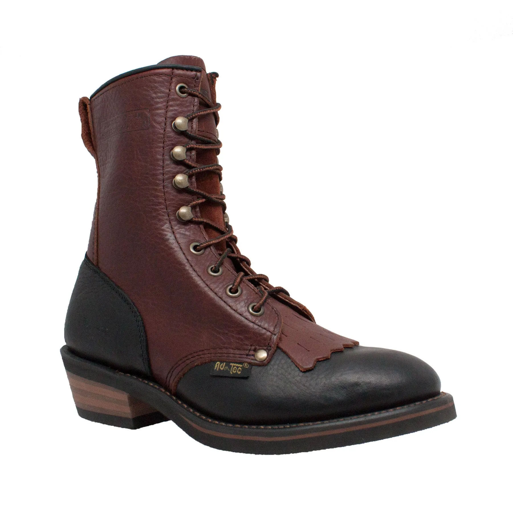 AdTec Womens Black/Dark Cherry 8in Packer Soft Toe Leather Work Boots