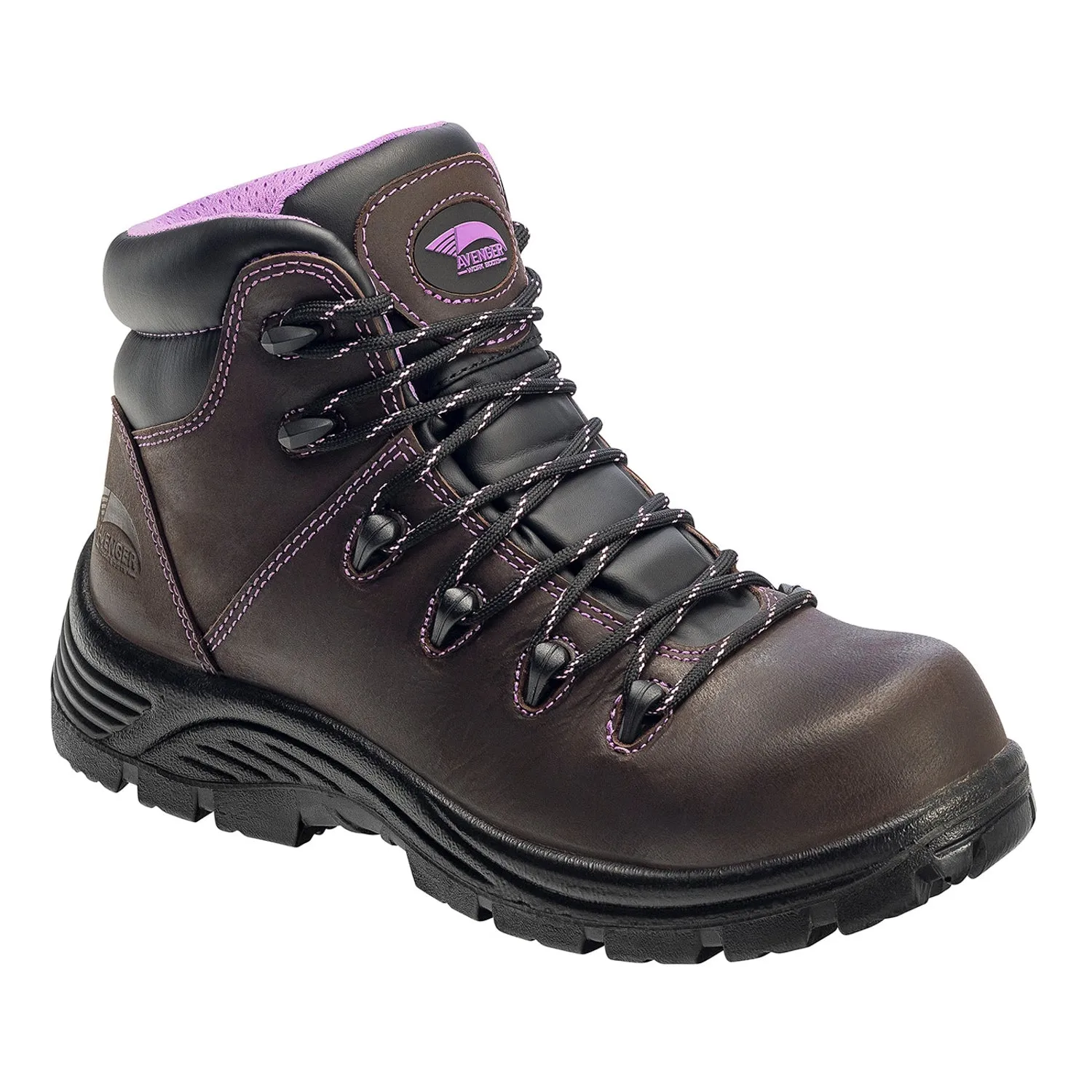 Avenger Womens Framer Mid Brown Leather Work Boots