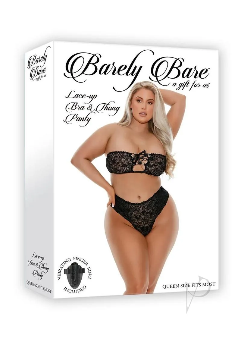 Barely B Lace Bra Thong Plus Black(disc)