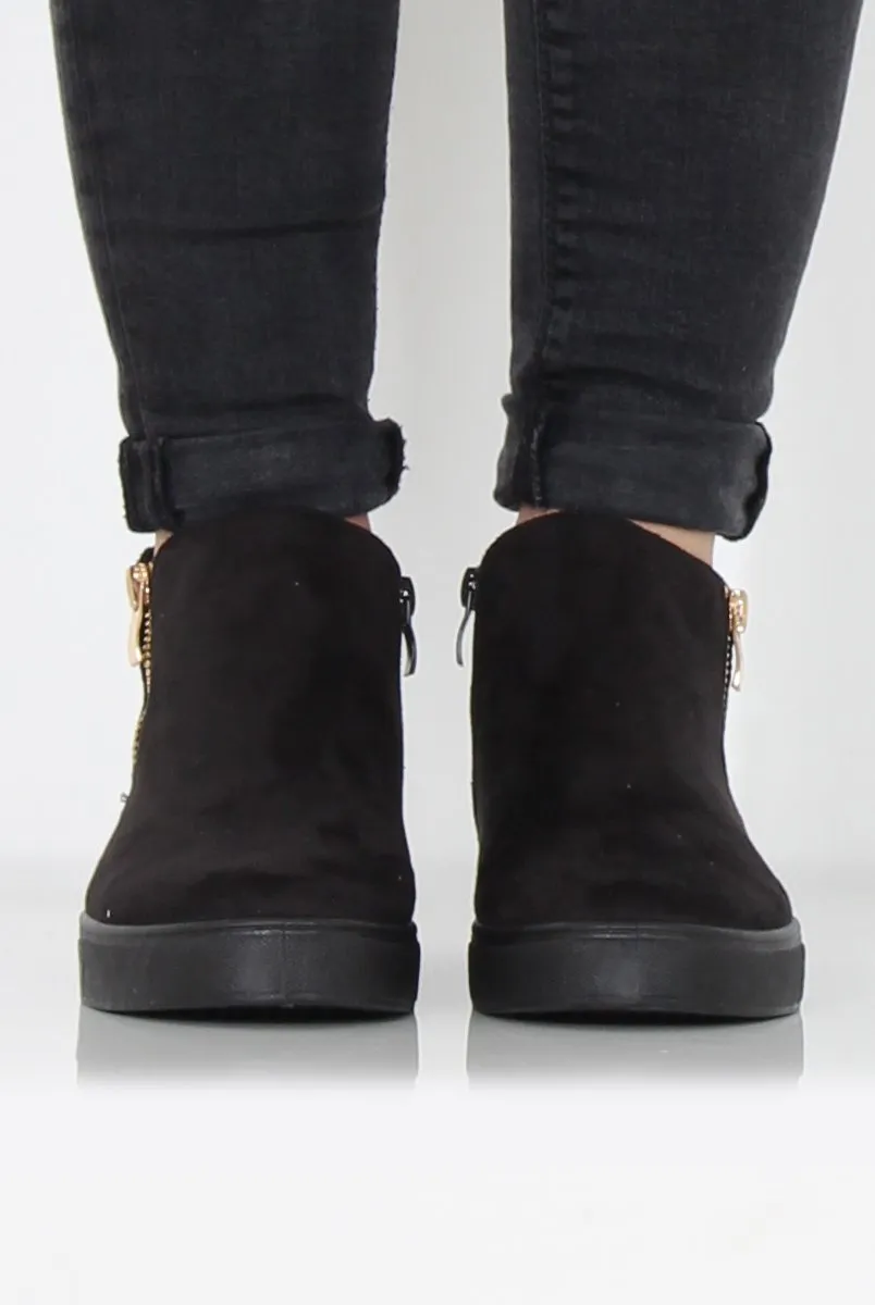 Black Suede High Top Trainers - Nya