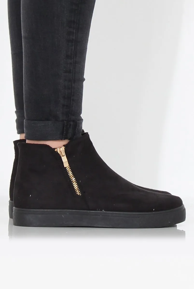 Black Suede High Top Trainers - Nya