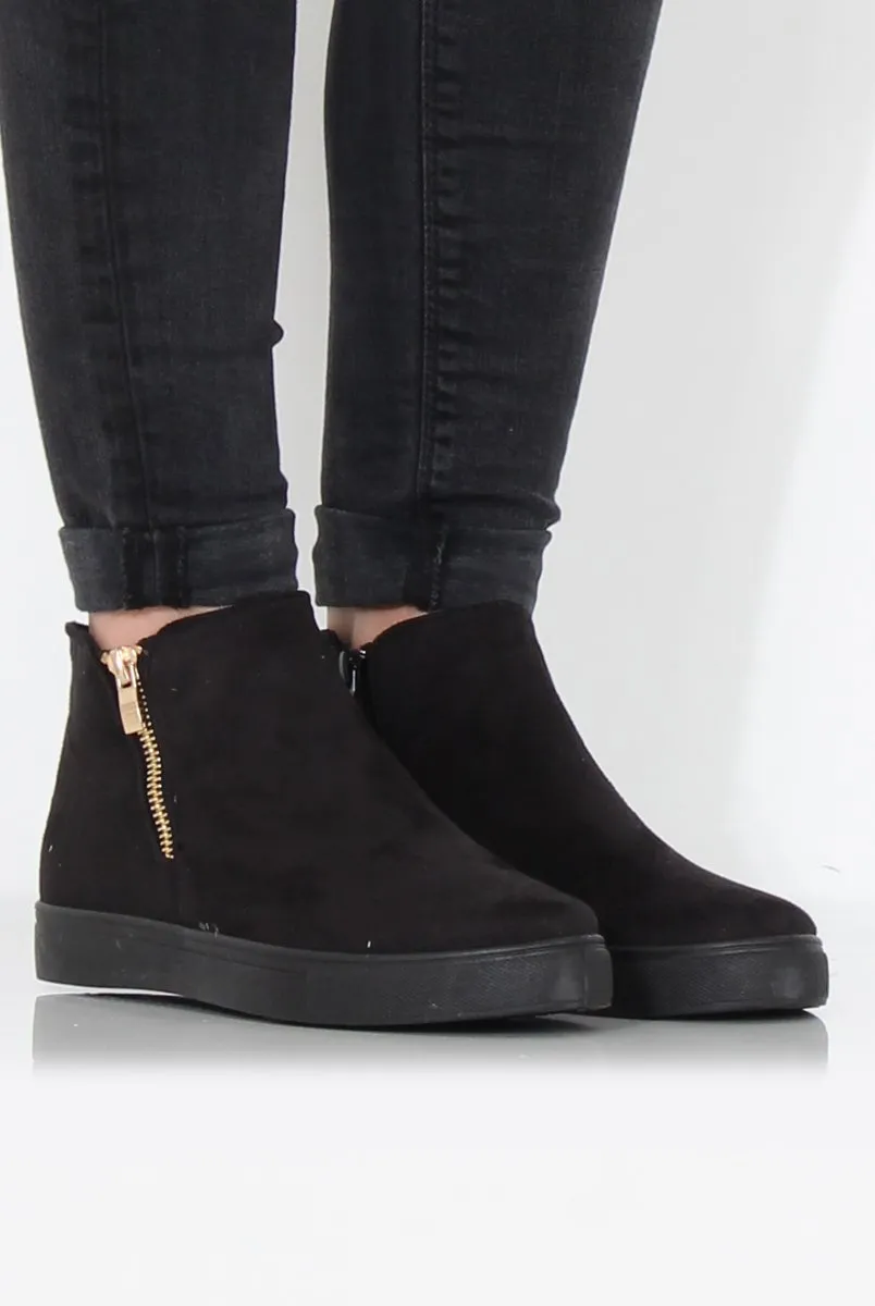 Black Suede High Top Trainers - Nya