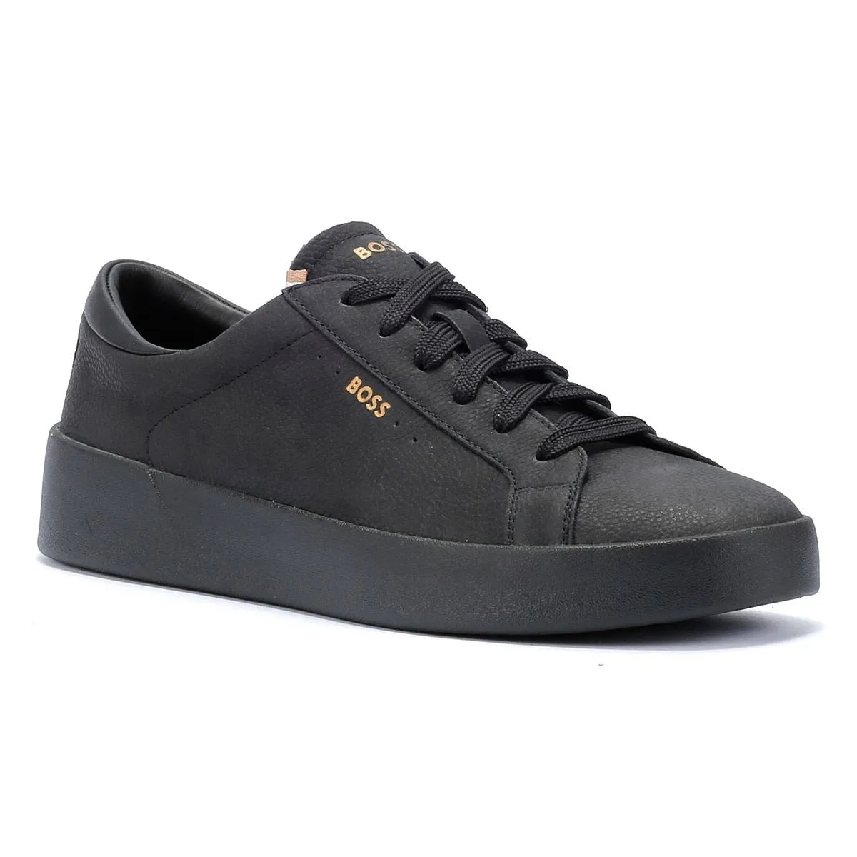 Boss Belwar Tennis Tumble Leather Men's Black Trainers