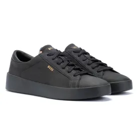 Boss Belwar Tennis Tumble Leather Men's Black Trainers