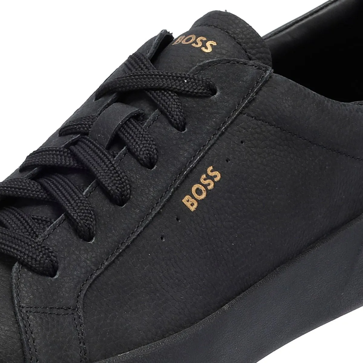 Boss Belwar Tennis Tumble Leather Men's Black Trainers