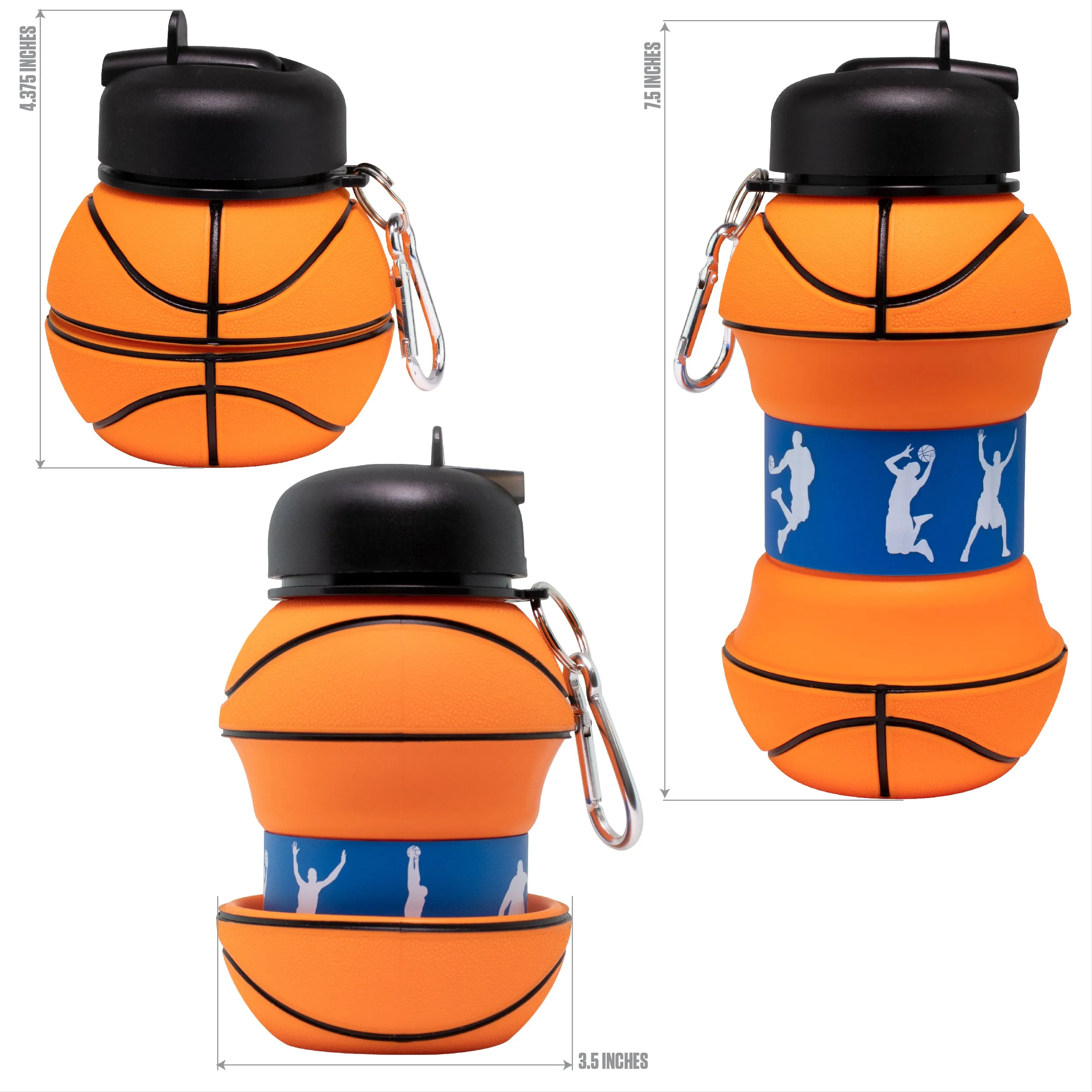 Collapsible Silicone Basketball Water Bottle Maccabi Art, 500 ml.