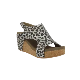 Corky's Women's Carley Metallic Leopard Wedge Silver Casual Sandals