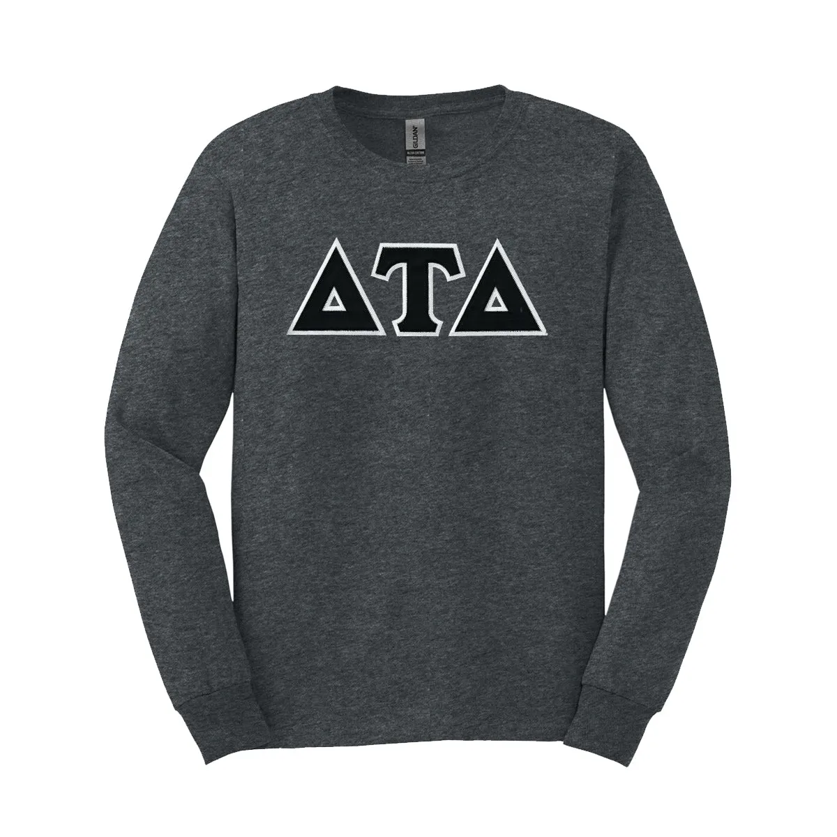 Delt Dark Heather Long Sleeve Tee with Sewn On Letters