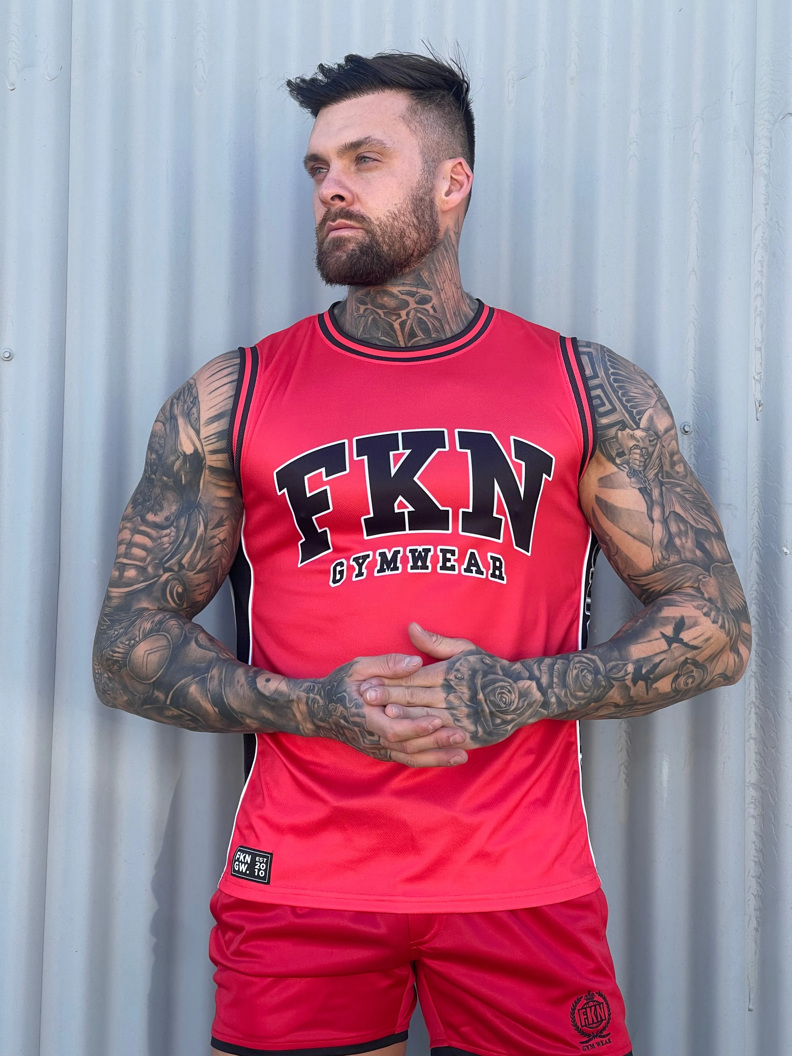 Elevate | Men's Gym Training Basketball Jersey Singlet | Red