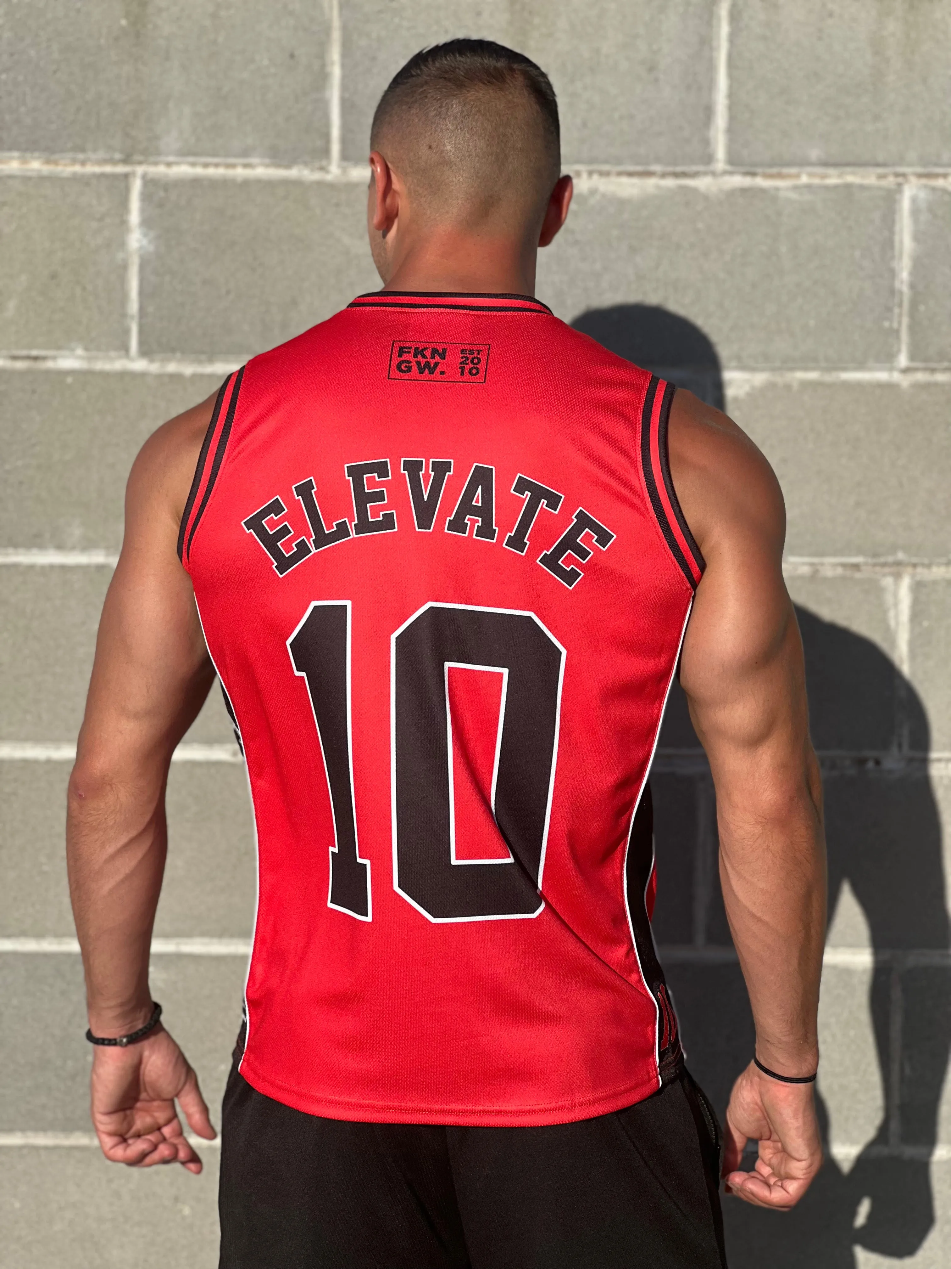 Elevate | Men's Gym Training Basketball Jersey Singlet | Red