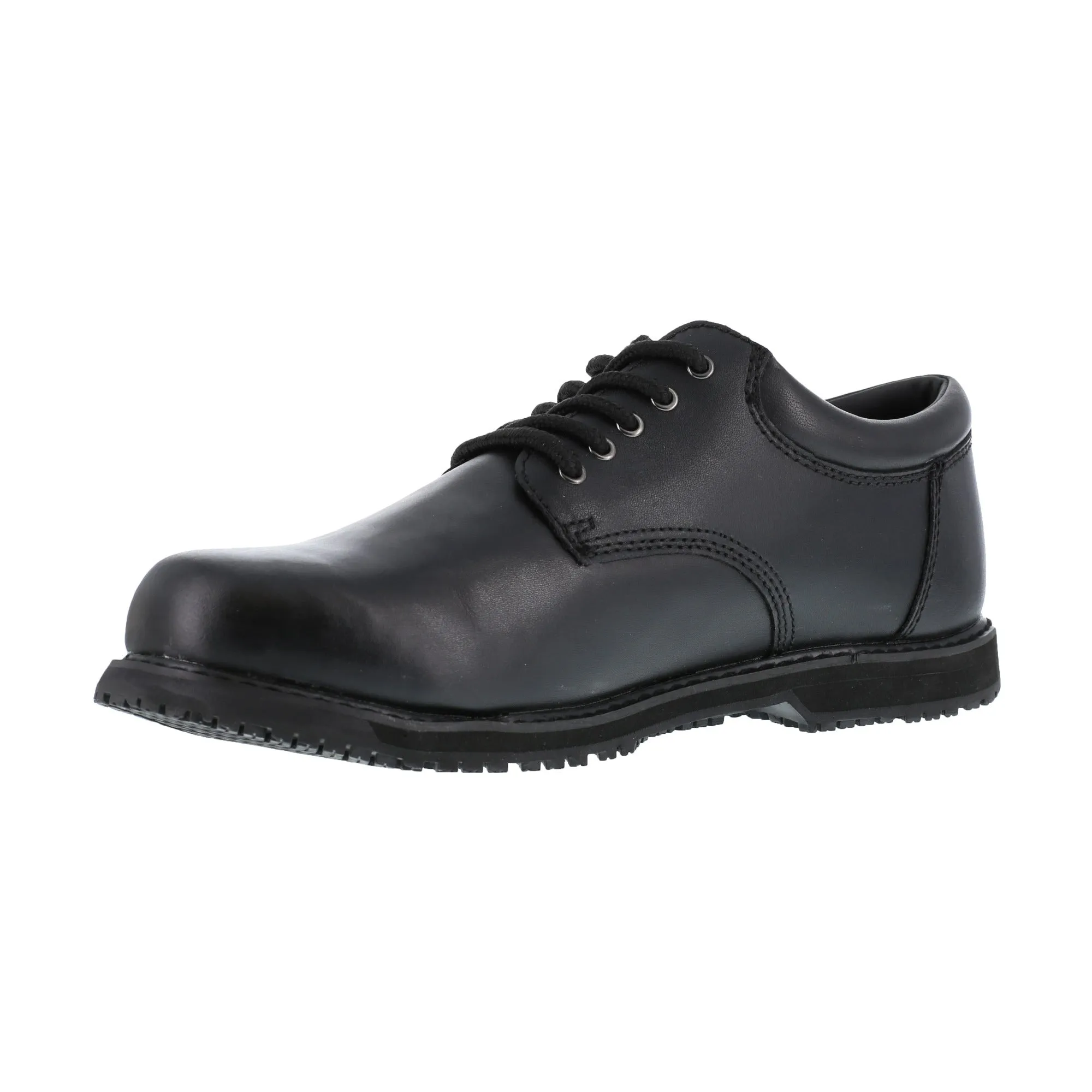 Grabbers Womens Black Leather SR Casual Oxford Friction Soft Toe