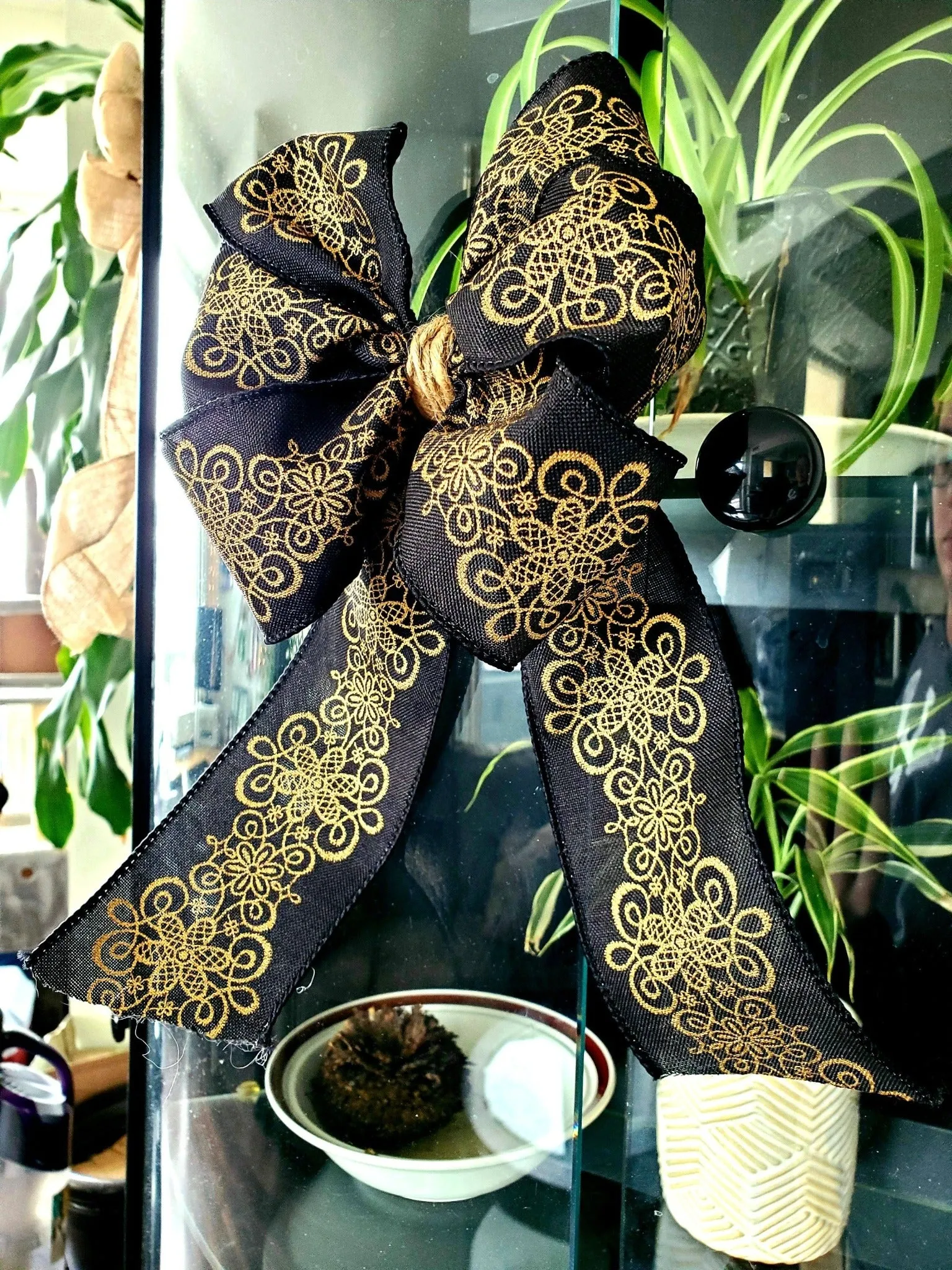 Hand-Made Black and Gold Ribbon Bow - Classy and Stylish for Any Occasion!