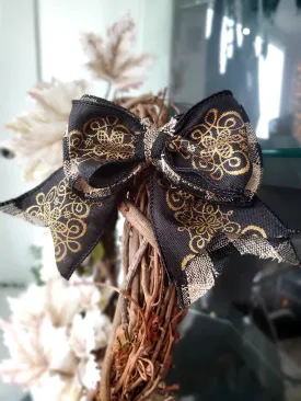 Hand-Made Black and Gold Ribbon Bow - Classy and Stylish for Any Occasion!