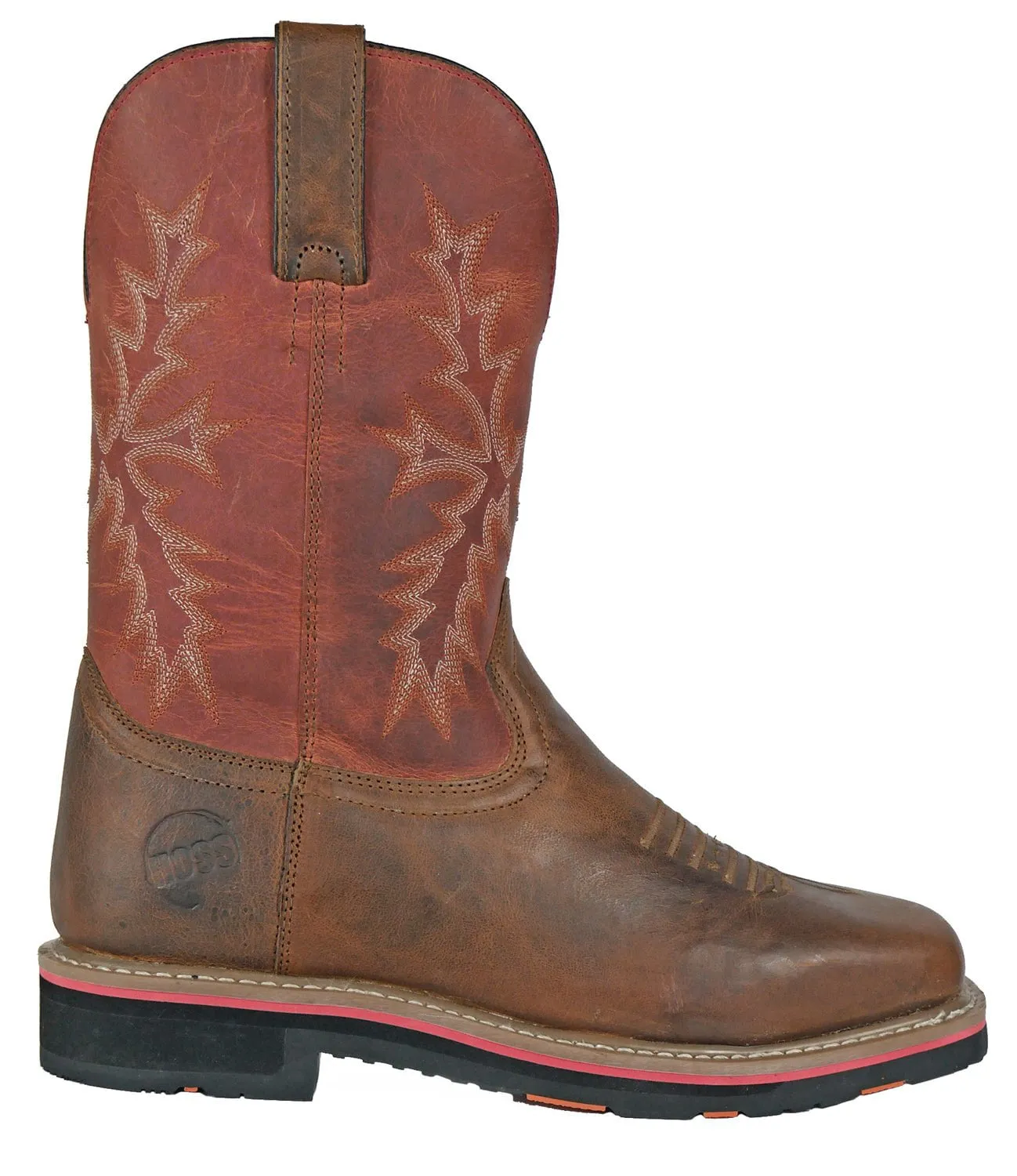 Hoss Boots Mens Cognac Red Leather Landon Western Work Boots