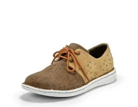 Justin Tan/Khaki Cac-tie Round Toe Casual Shoes for Women