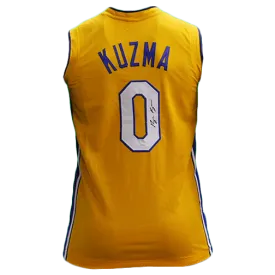 Kyle Kuzma Autographed Yellow Pro Style Basketball Jersey BECKETT