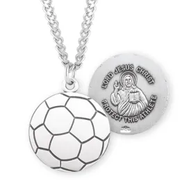 Lord Jesus Christ Sterling Silver Soccer Athlete Medal - S707324