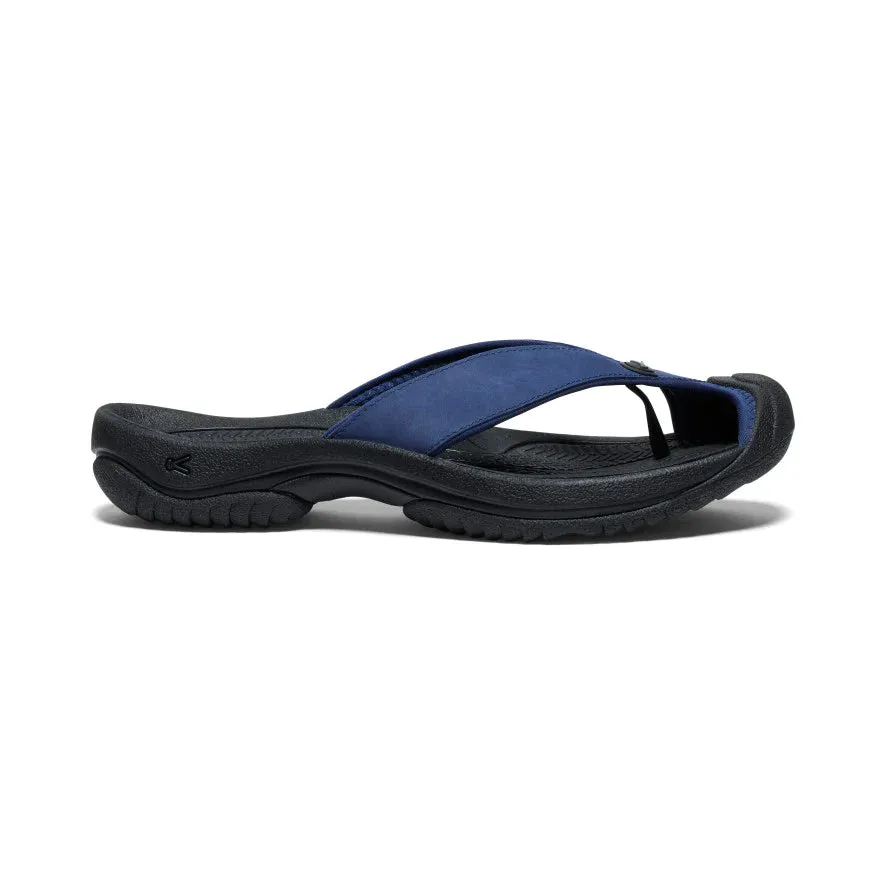 Men's Keen Waimea Leather Flip Flop Color: Naval Academy/Black