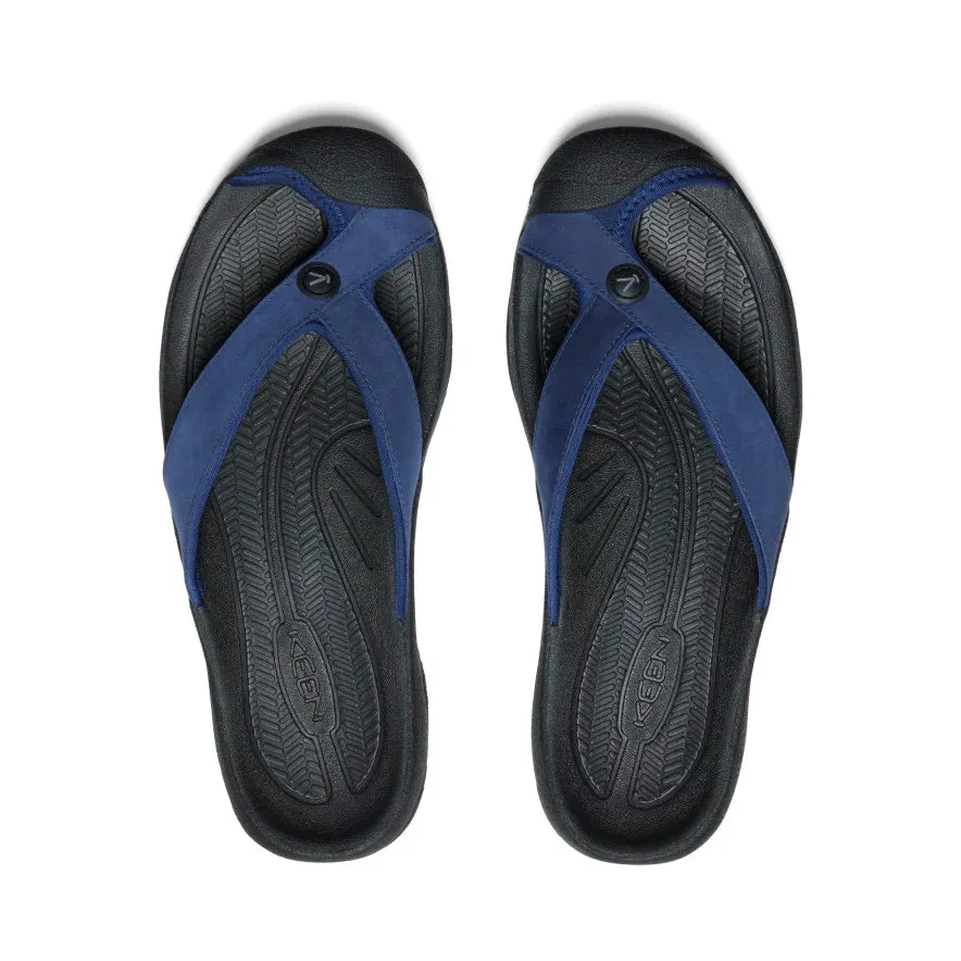 Men's Keen Waimea Leather Flip Flop Color: Naval Academy/Black