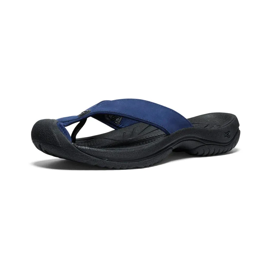 Men's Keen Waimea Leather Flip Flop Color: Naval Academy/Black