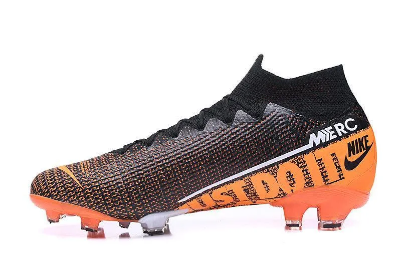 Nike Mercurial Superfly VI Elite FG Flyknit 360 Soccers Cleats Shoes Black Orange