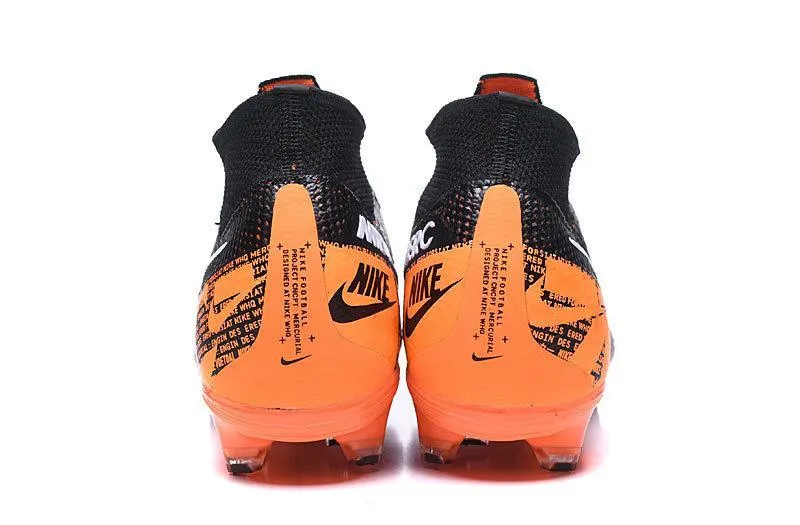 Nike Mercurial Superfly VI Elite FG Flyknit 360 Soccers Cleats Shoes Black Orange