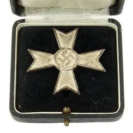 Original German WWII Cased War Merit Cross KvK 1st Class in Silver with Box by Deschler & Sohn of Munich