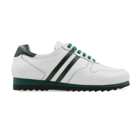 Perlan - Men's White and Green Calf Leather Jogger