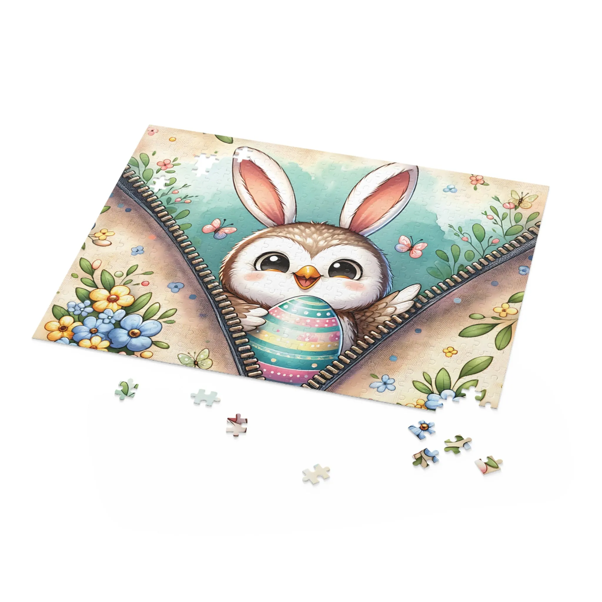 Personalised/Non-Personalised Puzzle, Easter, Owl with Bunny ears (120, 252, 500-Piece)