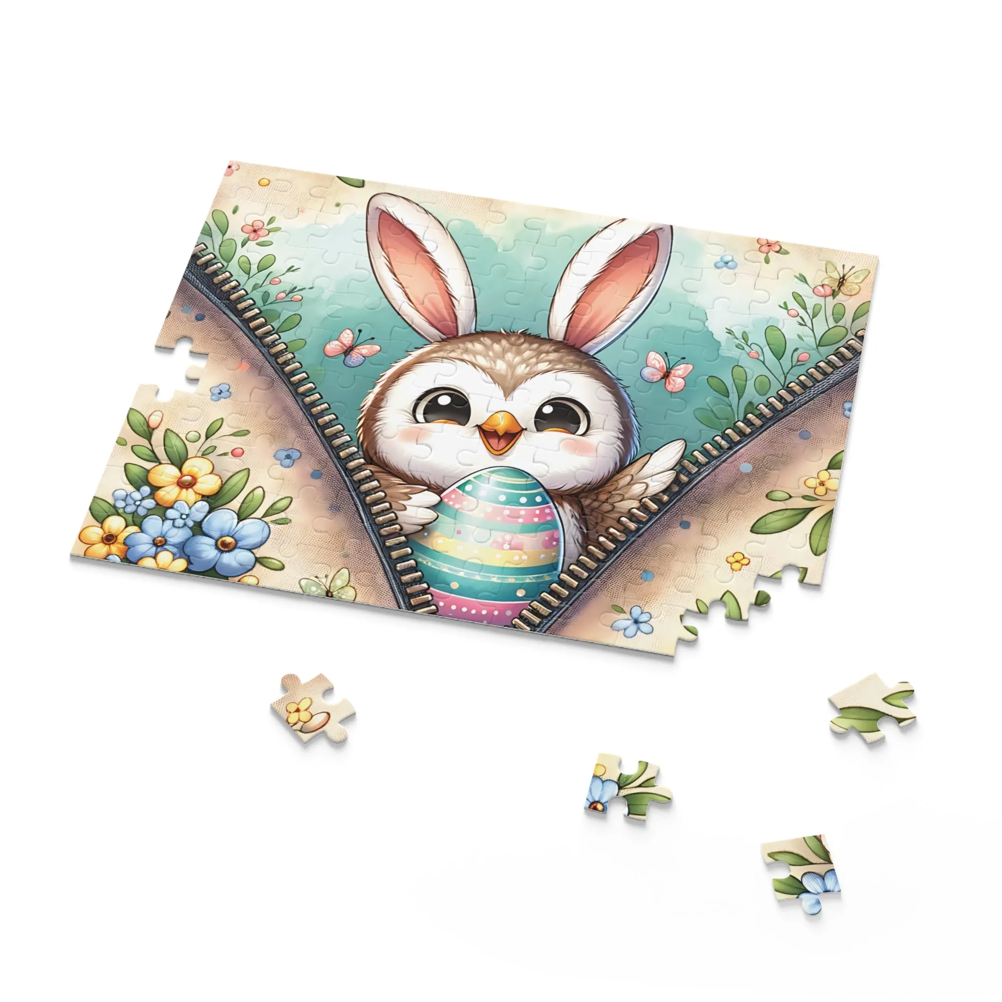 Personalised/Non-Personalised Puzzle, Easter, Owl with Bunny ears (120, 252, 500-Piece)