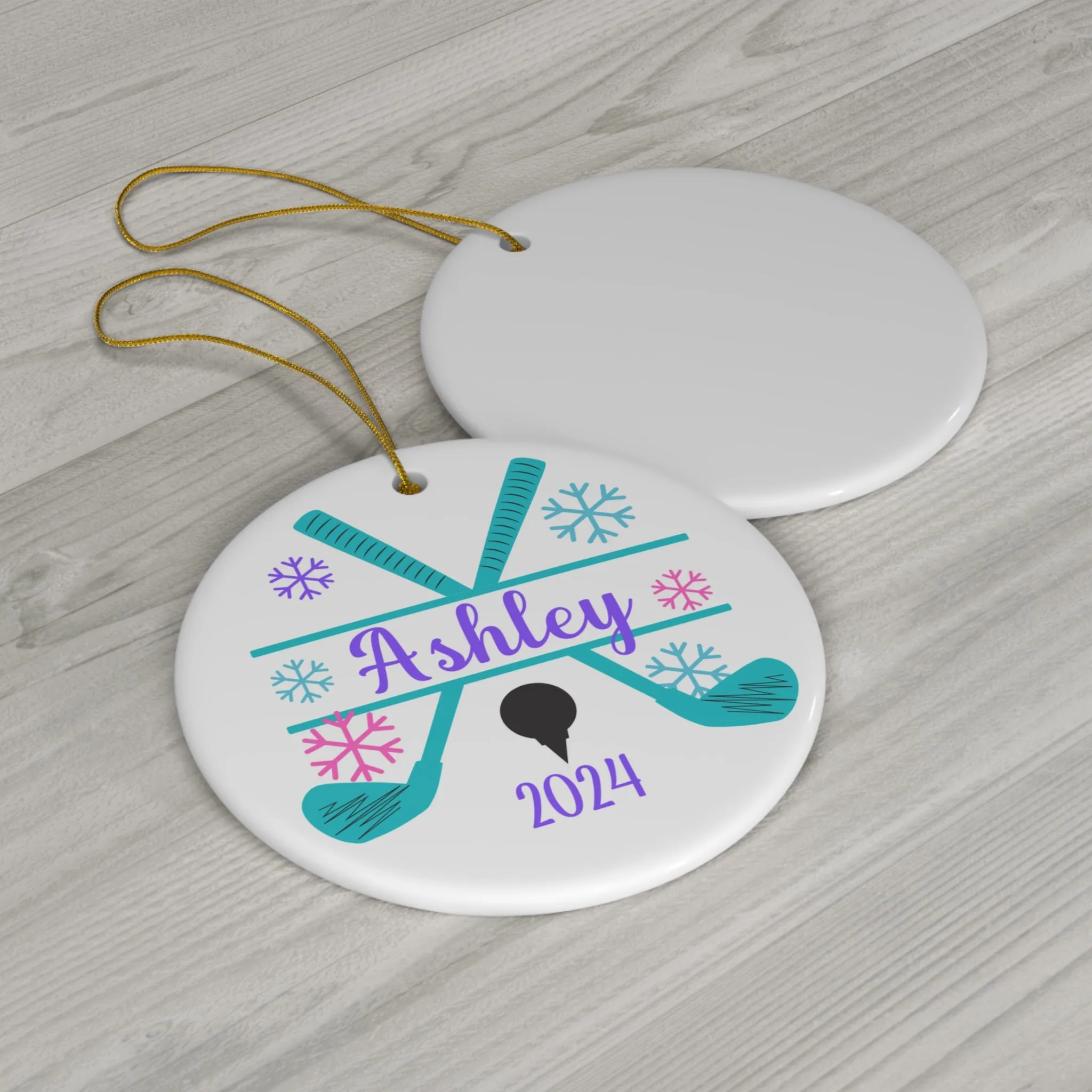 Personalized Christmas Ceramic Golf Ornament