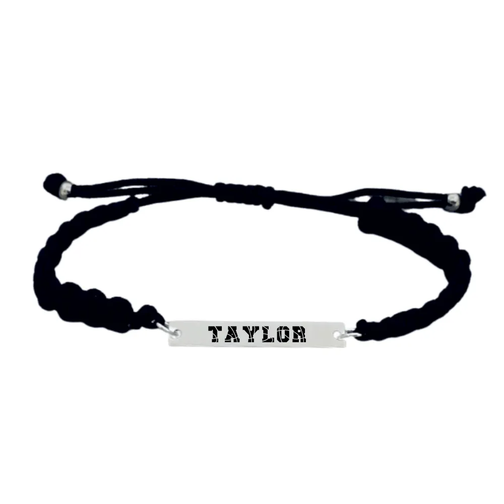 Personalized Engraved Basketball Bar Rope Bracelet