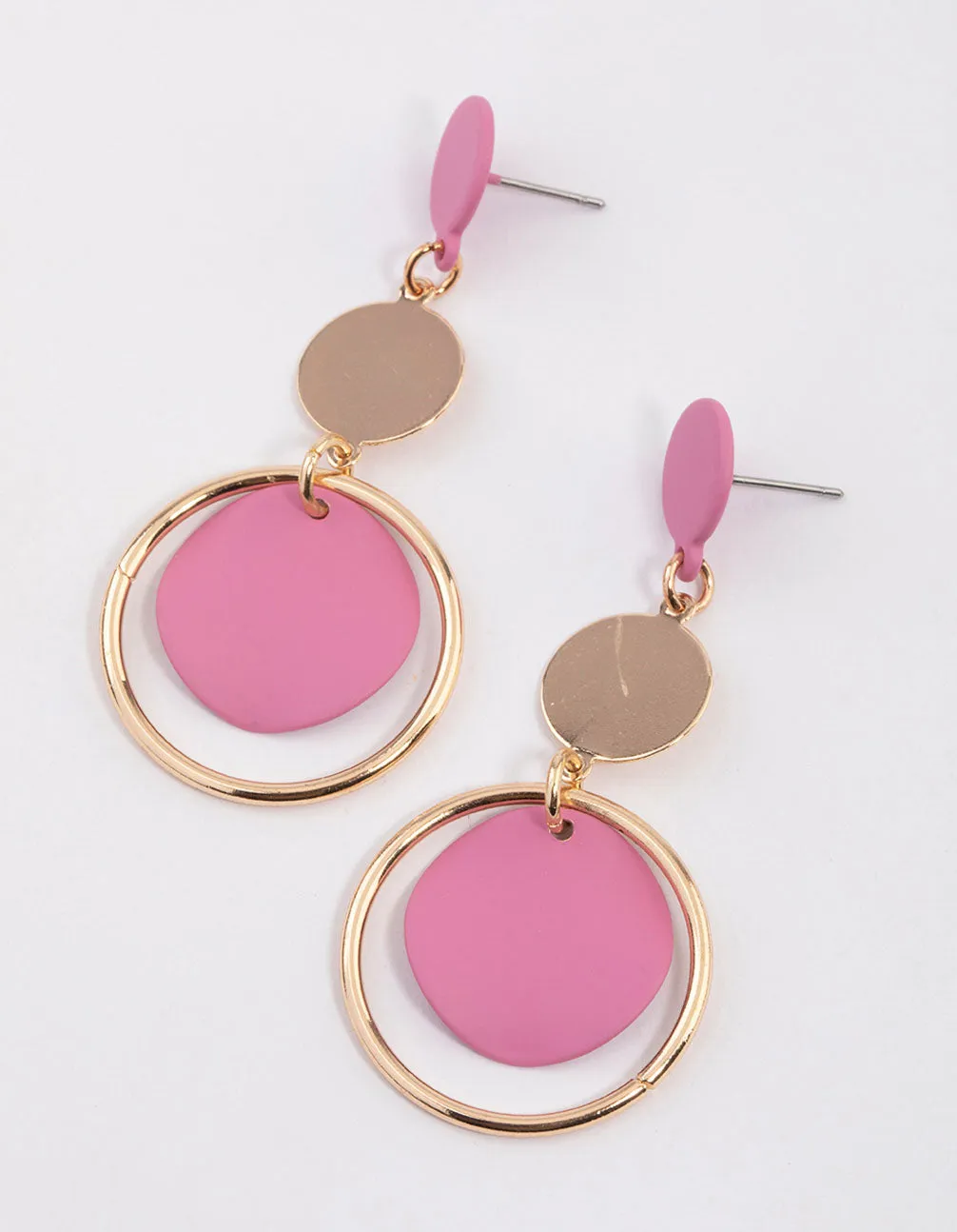 Pink Multi Graduating Disc Drop Earrings