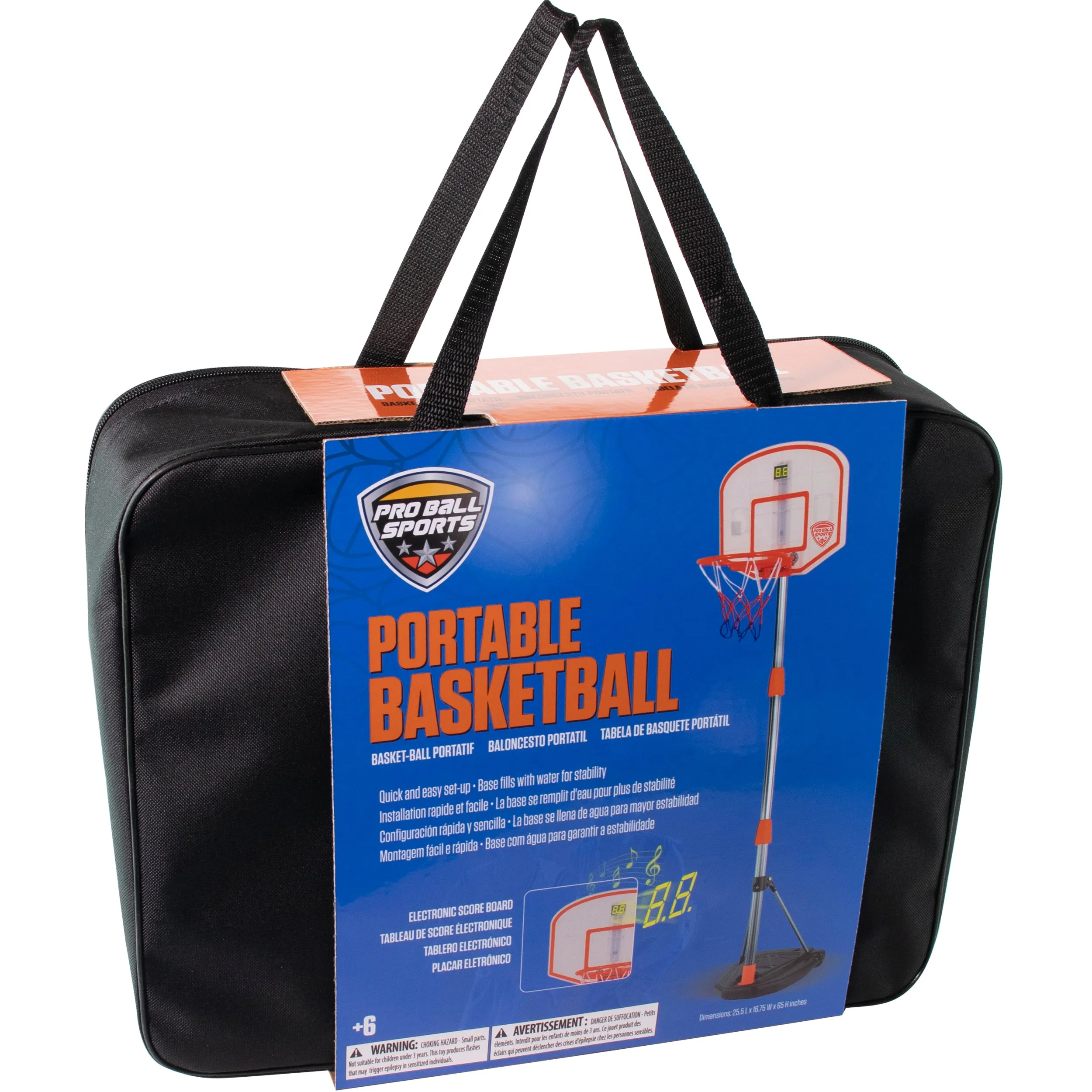 Pro Ball Portable Basketball for Kids, with Electronic Scoreboard and Adjustable Height up to 65”