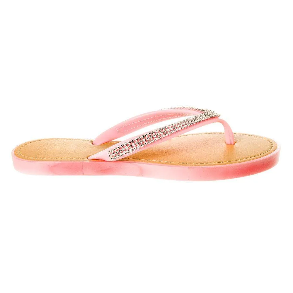 Slip On Jelly Toe-Post Diamante Flip- Flop