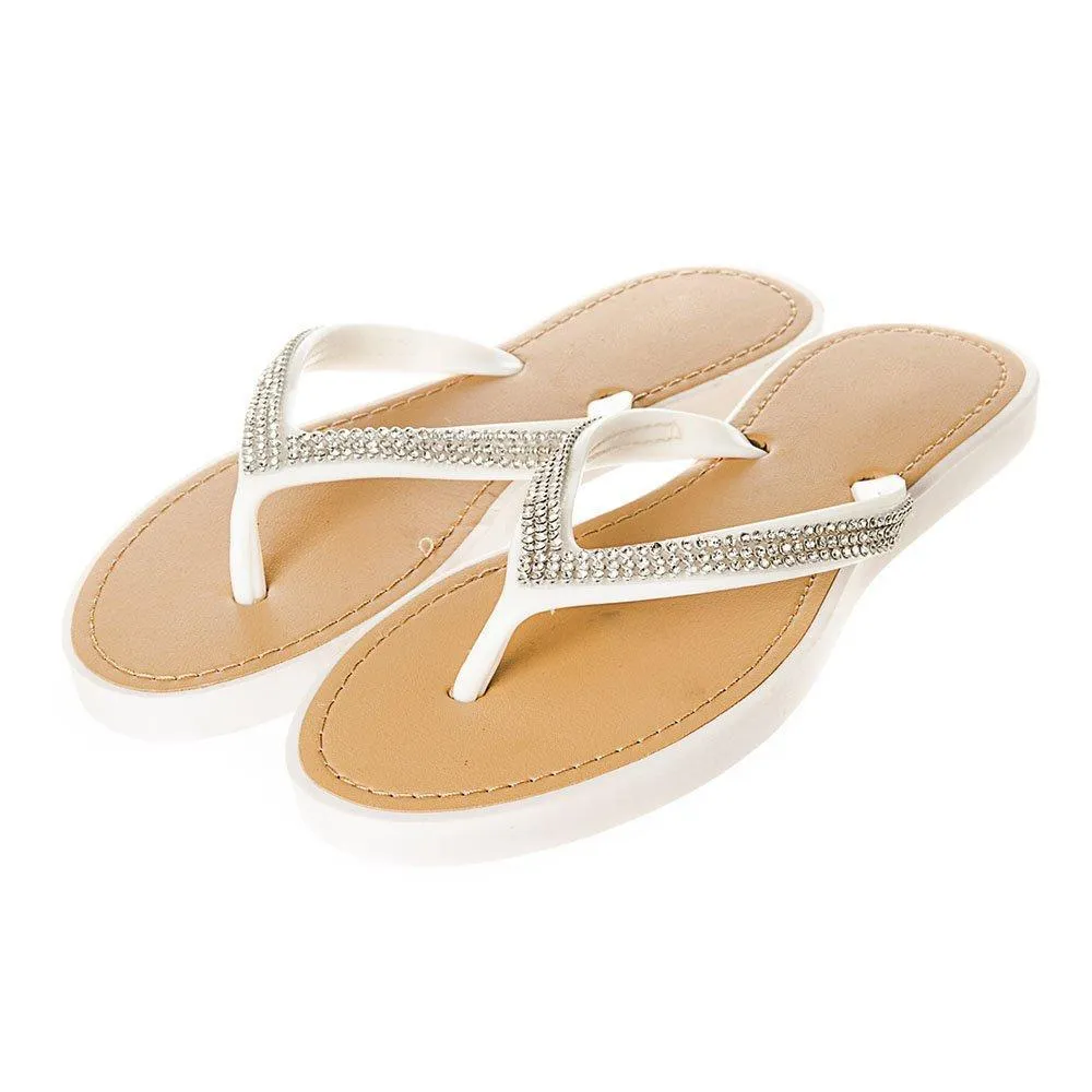 Slip On Jelly Toe-Post Diamante Flip- Flop