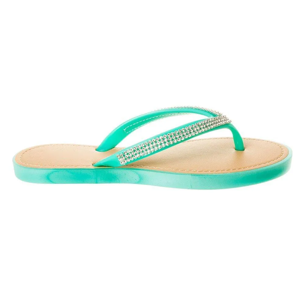 Slip On Jelly Toe-Post Diamante Flip- Flop