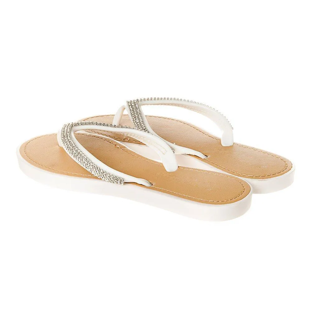 Slip On Jelly Toe-Post Diamante Flip- Flop