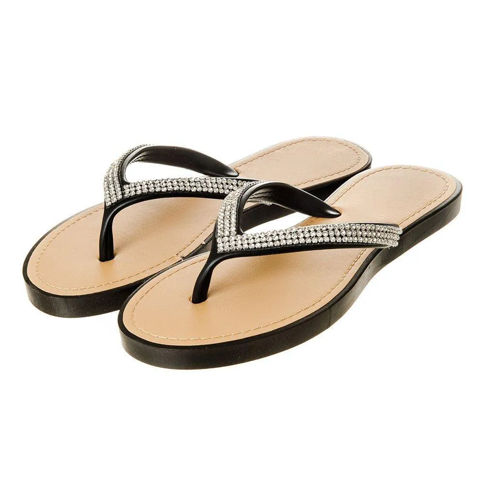 Slip On Jelly Toe-Post Diamante Flip- Flop