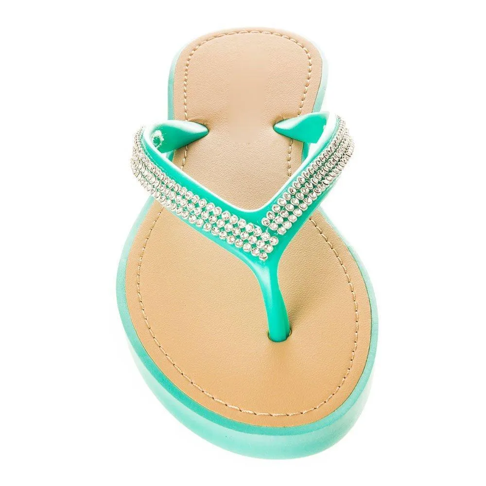 Slip On Jelly Toe-Post Diamante Flip- Flop