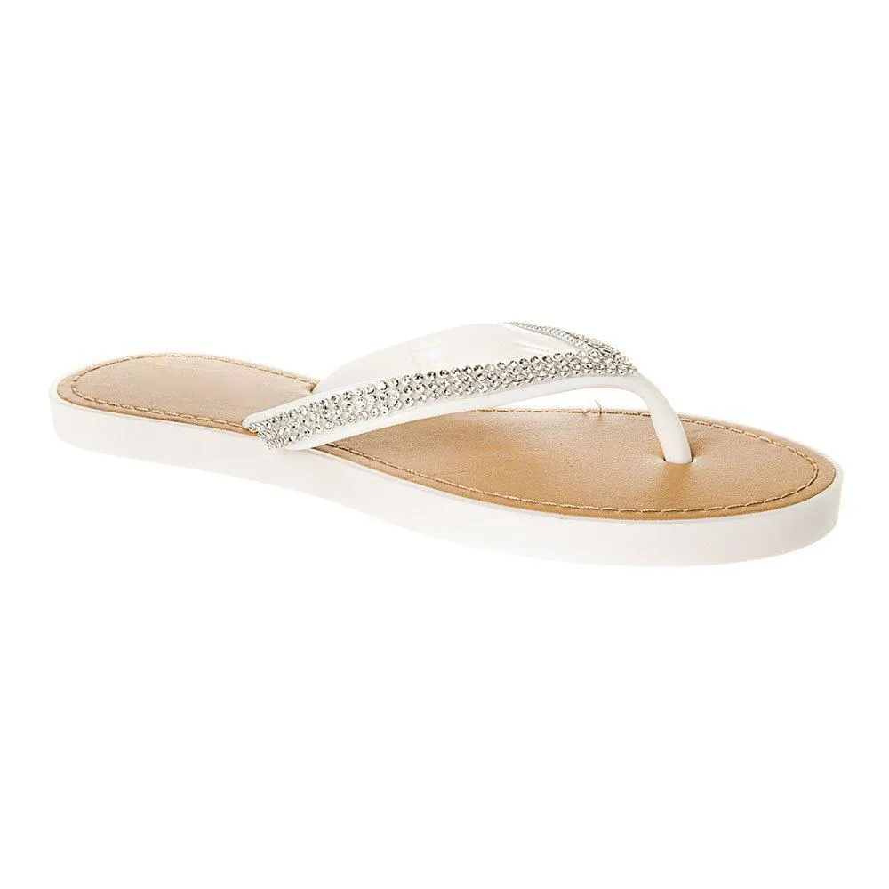 Slip On Jelly Toe-Post Diamante Flip- Flop