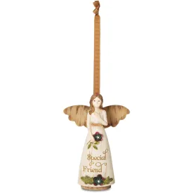 Special Friend 4.5" Angel Ornament Holding Flower