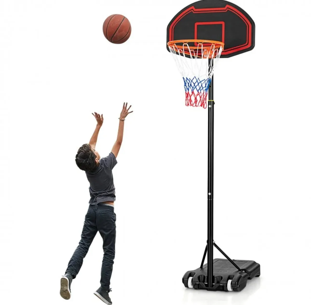 Super Cool 5-Level Adjustment Height Basketball Net Hoop Stand For Kids | 5.1-6.9FT | Heavy Duty Net | Wheels | Indoor | Outdoor