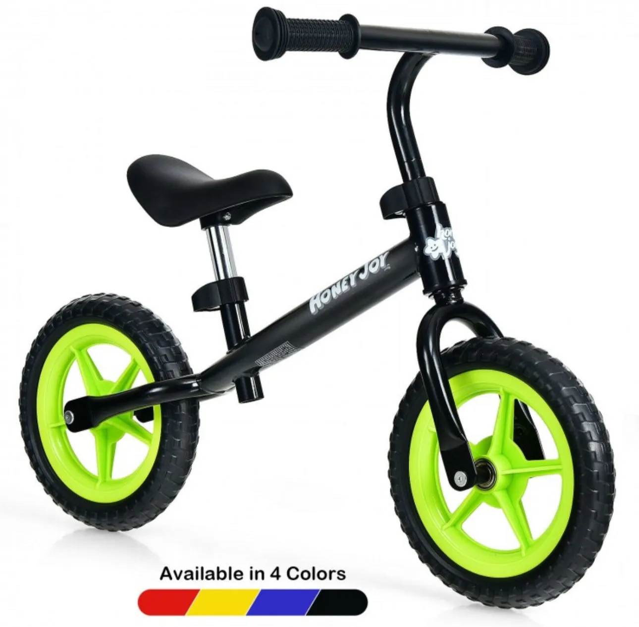 Super Cool Fun Kids No Pedal Balance Bicycle Bike Adjustable Seat, Handles Ages 2.5-5 | Very Light | Heavy Duty | Eva Rubber Wheels