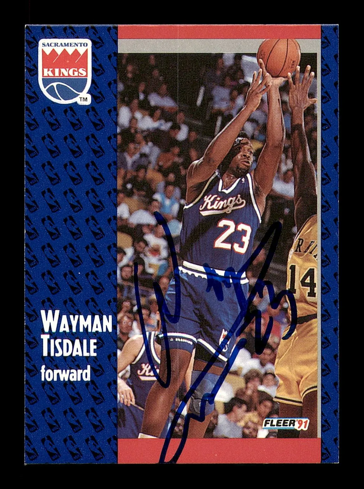 Wayman Tisdale Autographed 1991-92 Fleer Card #181 Sacramento Kings SKU #183269