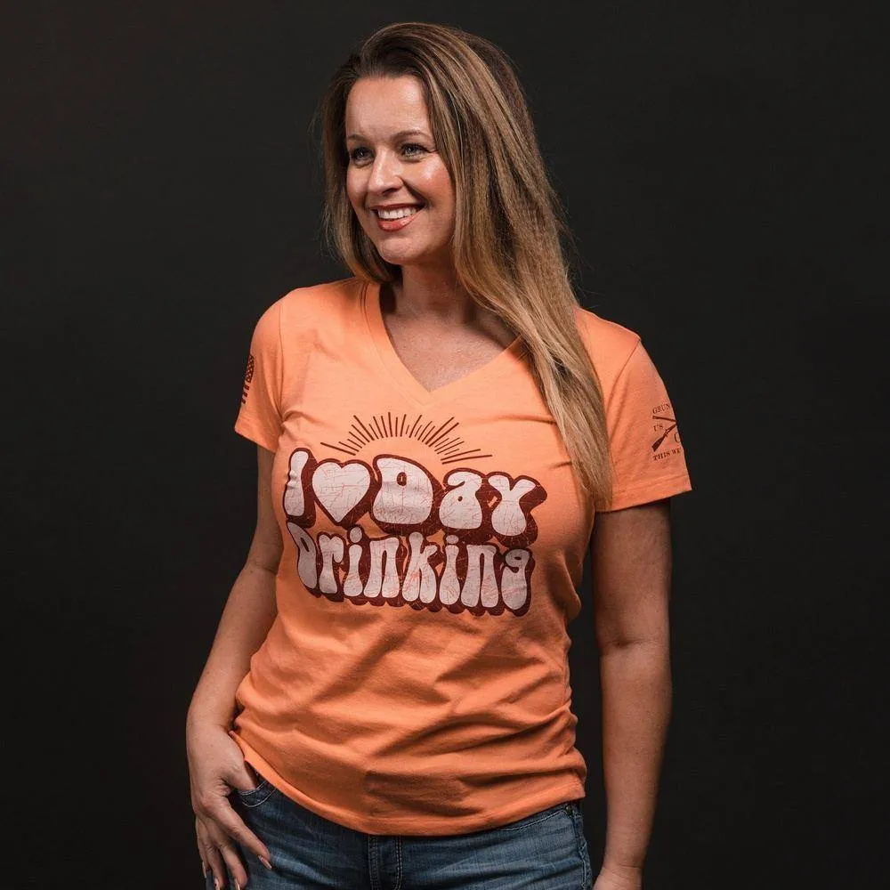 Women's Day Drinking V-Neck - Apricot Crush