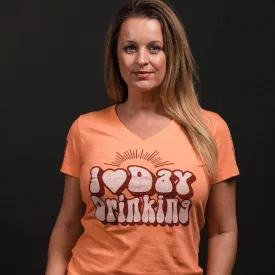 Women's Day Drinking V-Neck - Apricot Crush