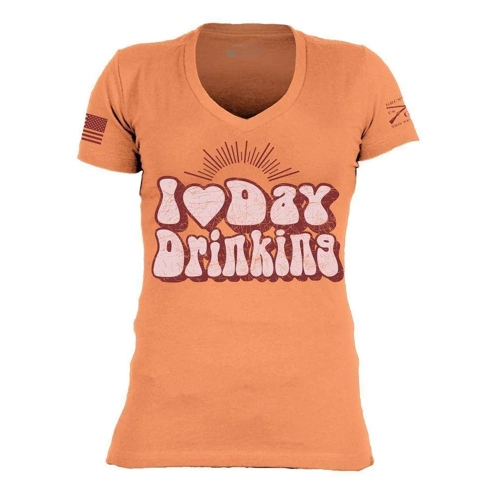 Women's Day Drinking V-Neck - Apricot Crush