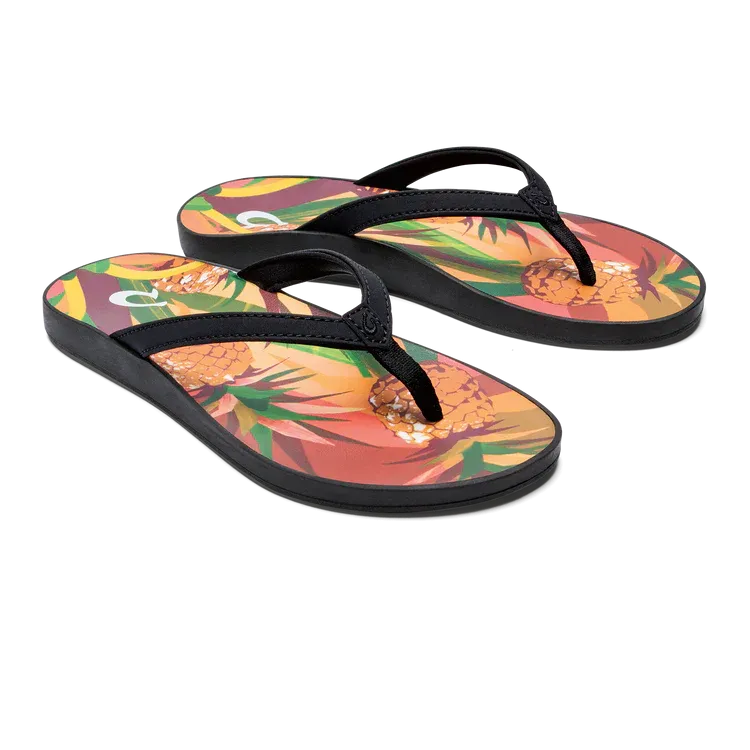 Women's Olukai Puawe Color:  Black / Pineapple